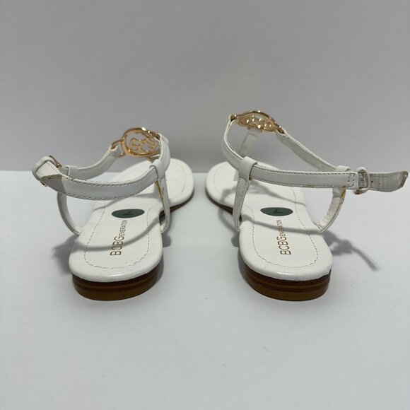 BCBG Thong White Sandals with Buckle Fastening  Ankle Strap Open Toe; Size: 7 - Picture 4 of 5